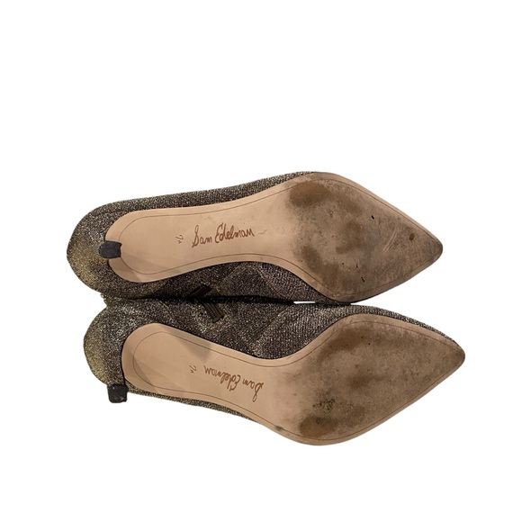 Sam Edelman Womens Side Zip Stiletto Metallic Knit Booties Gold Tone Size 7.5 - Picture 12 of 12